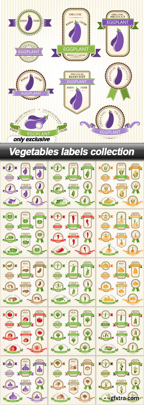 Vegetables labels collection - 15 EPS