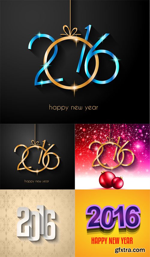 2016 Happy New Year Backgrounds Vector Set