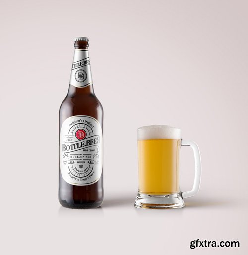 Lager Psd Beer Big Bottle Mockup