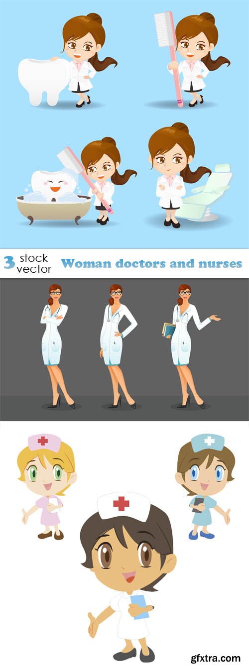 Vectors - Woman doctors and nurses