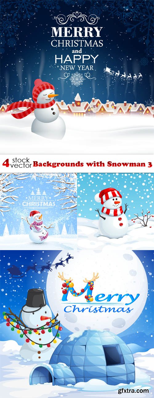 Vectors - Backgrounds with Snowman 3