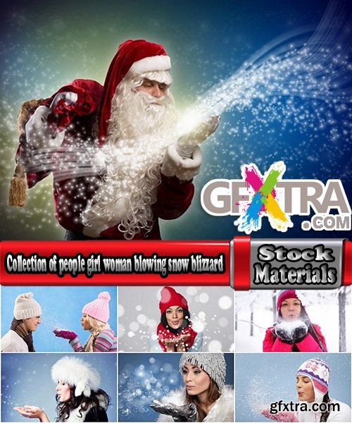 Collection of people girl woman blowing snow blizzard snowflake 25 HQ Jpeg