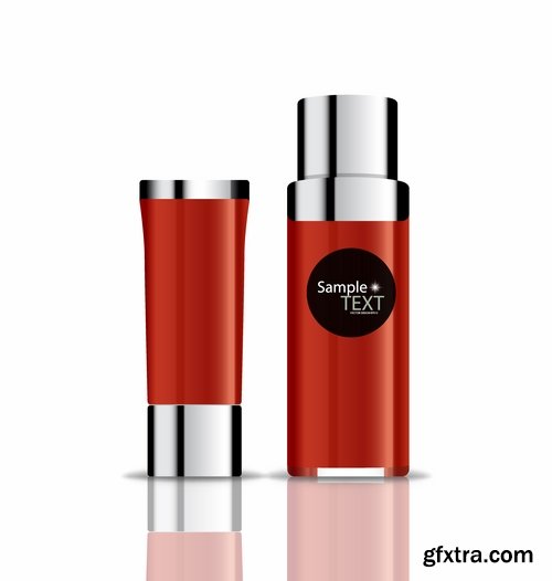 Collection of vector image set of make-up new year tube mascara cream 25 EPS