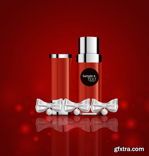 Collection of vector image set of make-up new year tube mascara cream 25 EPS