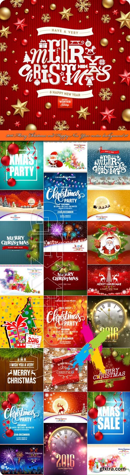 2016 Merry Christmas and Happy New Year vector background 28