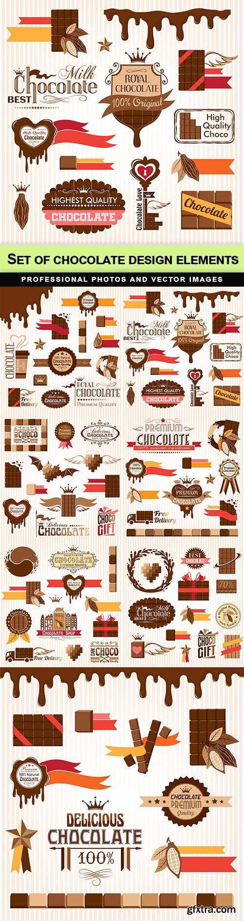 Set of chocolate design elements - 7 EPS