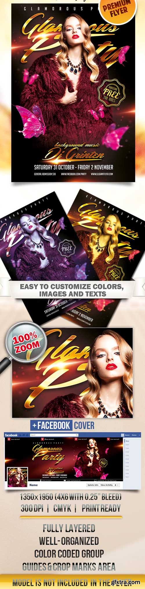 Glamorous Party – Flyer PSD Template + Facebook Cover