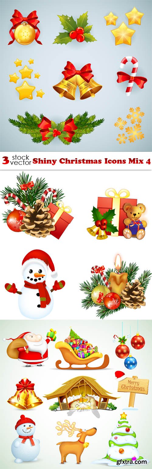 Vectors - Shiny Christmas Icons Mix 4