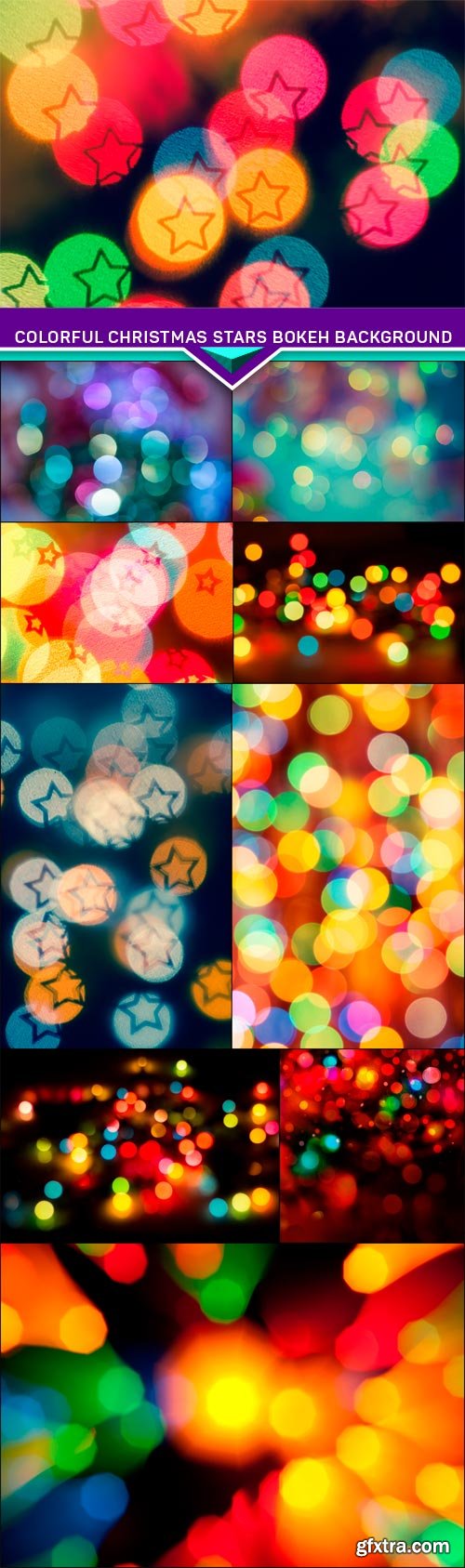 Colorful Christmas stars bokeh background 10x JPEG