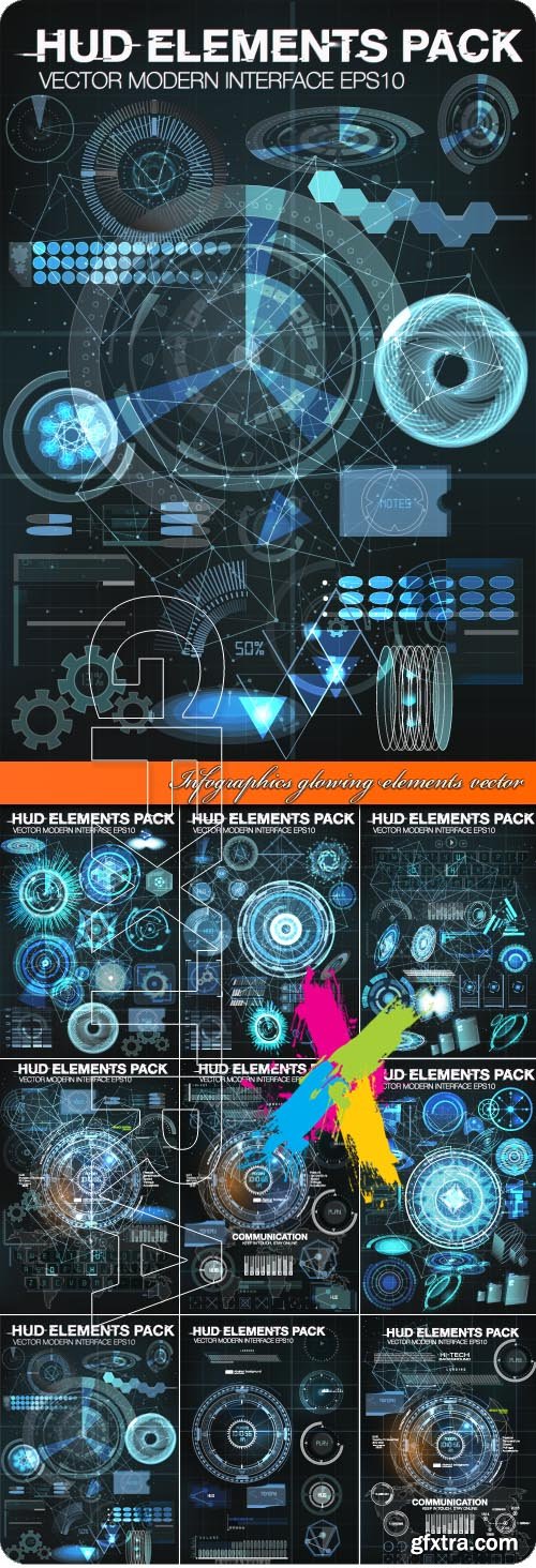 Infographics glowing elements vector