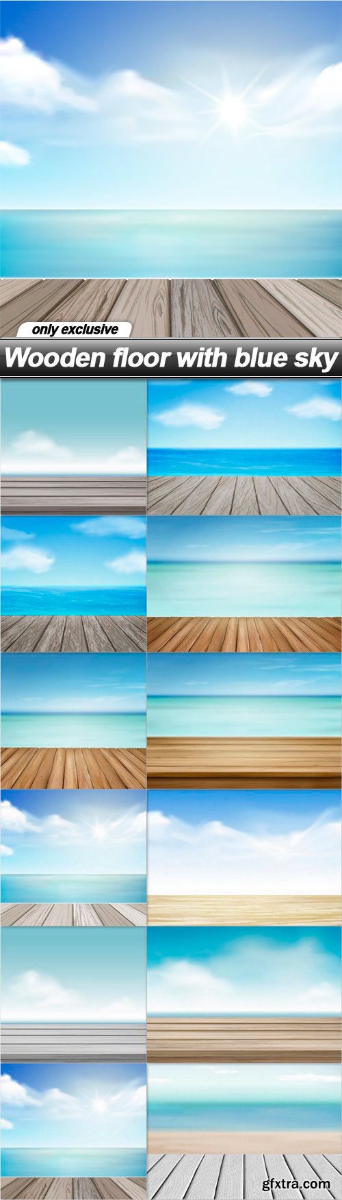 Wooden floor with blue sky - 12 EPS