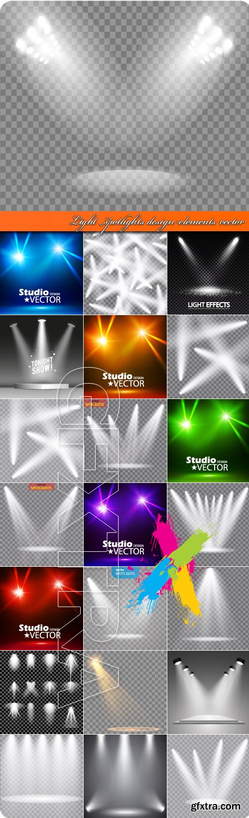 Light spotlights design elements vector