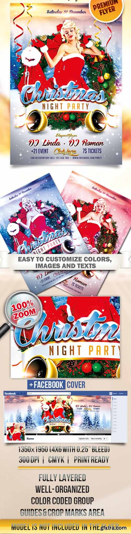 Christmas Night Party – Flyer PSD Template + Facebook Cover