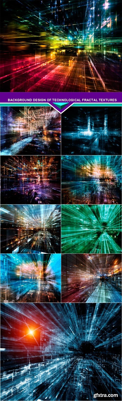 Background design of technological fractal textures 10x JPEG