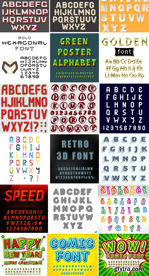 Stock Vectors - Alphabet 16, 25xEPS