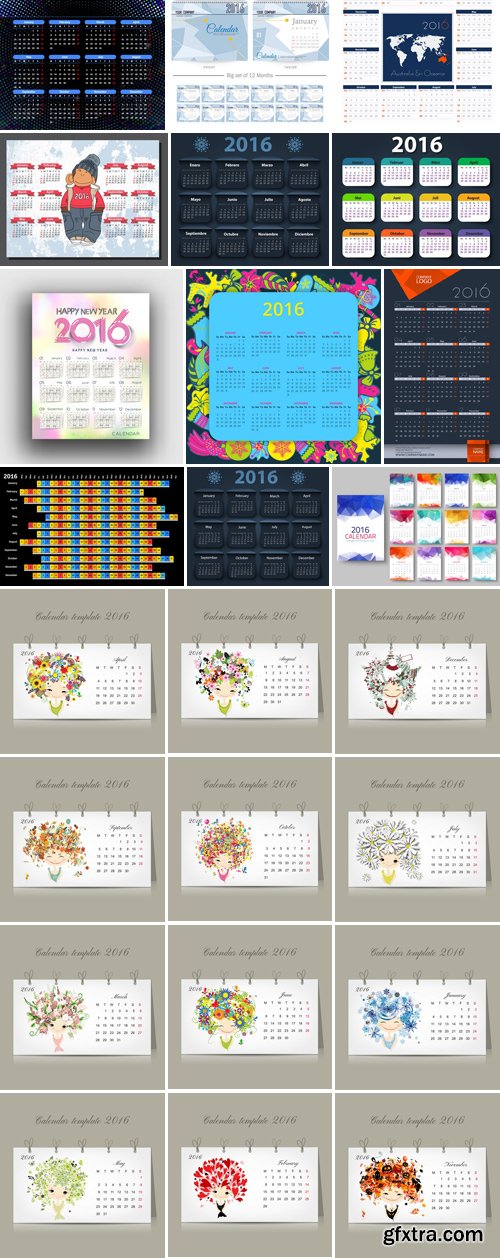 Stock Vectors - Calendar 2016, 37xEPS