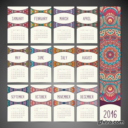 Stock Vectors - Calendar 2016, 37xEPS