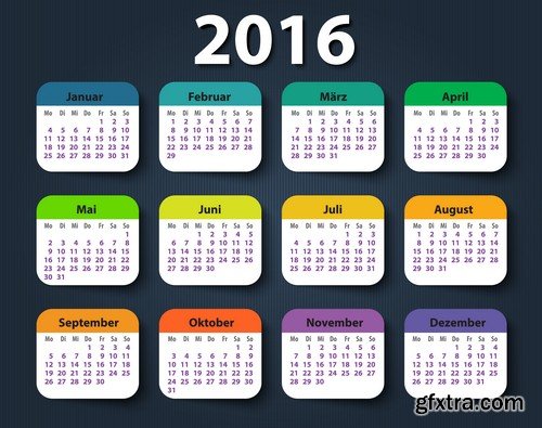 Stock Vectors - Calendar 2016, 37xEPS