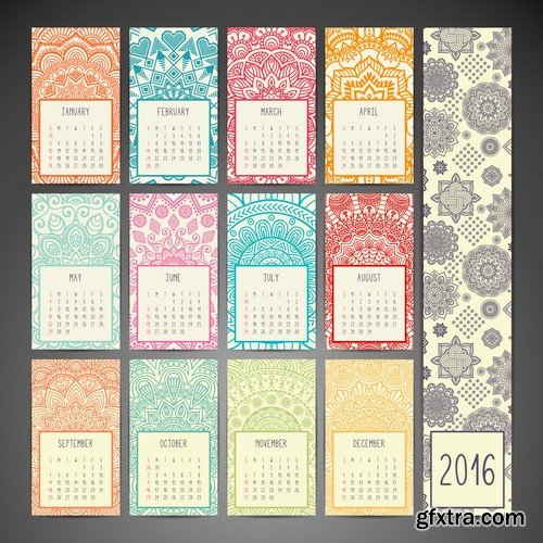 Stock Vectors - Calendar 2016, 37xEPS