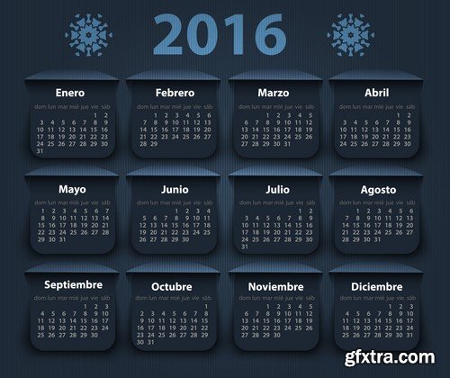 Stock Vectors - Calendar 2016, 37xEPS