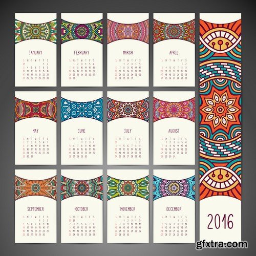 Stock Vectors - Calendar 2016, 37xEPS