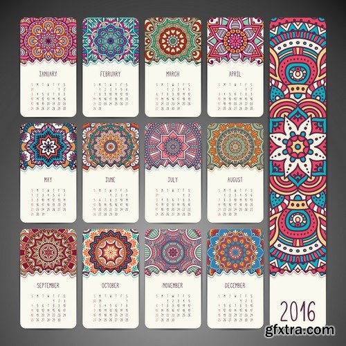 Stock Vectors - Calendar 2016, 37xEPS