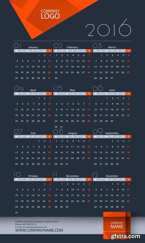 Stock Vectors - Calendar 2016, 37xEPS