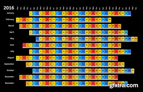 Stock Vectors - Calendar 2016, 37xEPS