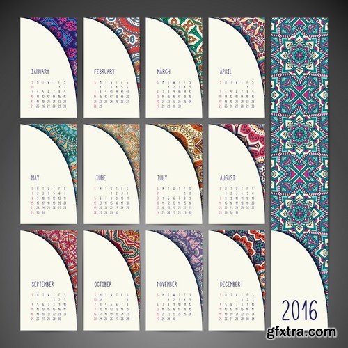 Stock Vectors - Calendar 2016, 37xEPS