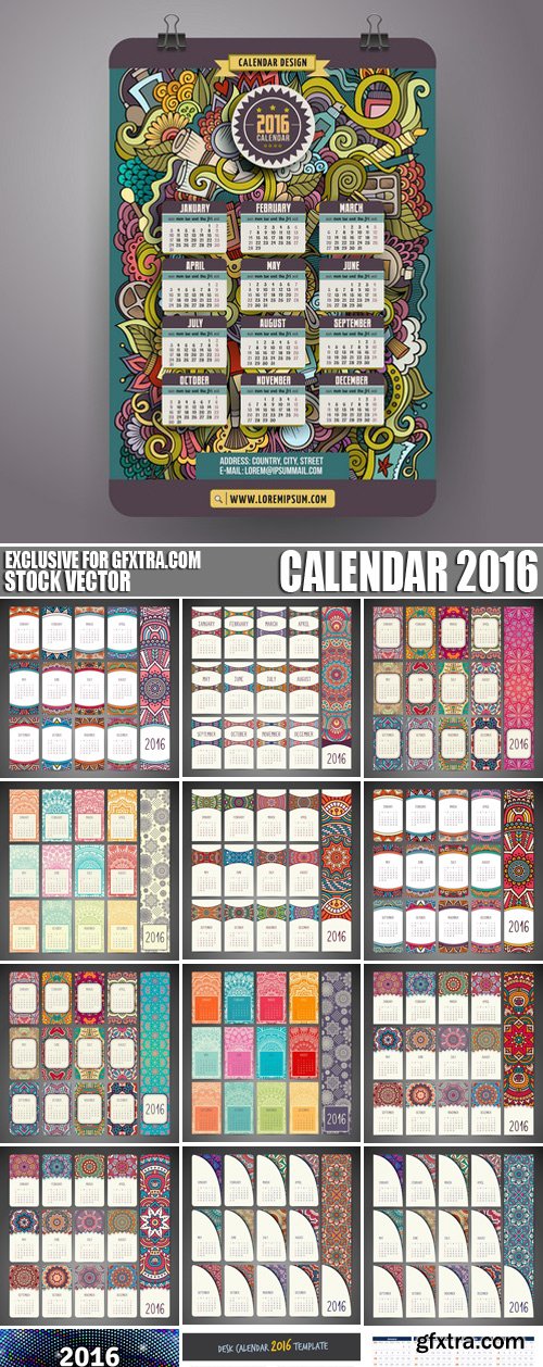 Stock Vectors - Calendar 2016, 37xEPS