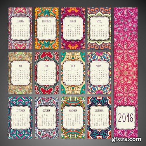 Stock Vectors - Calendar 2016, 37xEPS