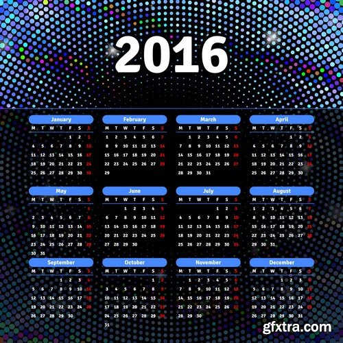 Stock Vectors - Calendar 2016, 37xEPS