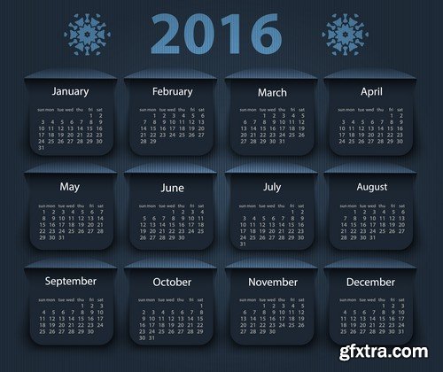 Stock Vectors - Calendar 2016, 37xEPS