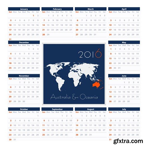 Stock Vectors - Calendar 2016, 37xEPS