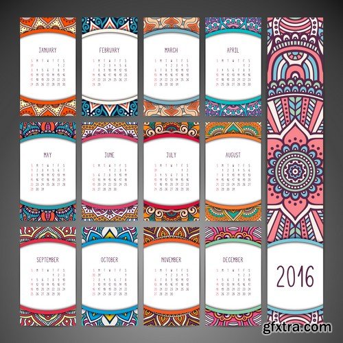 Stock Vectors - Calendar 2016, 37xEPS