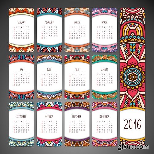 Stock Vectors - Calendar 2016, 37xEPS