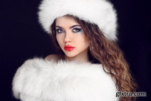 Collection of New Year Christmas beautiful girl fur coat woman in warm clothing winter 25 HQ Jpeg