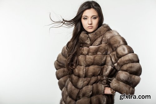 Collection of New Year Christmas beautiful girl fur coat woman in warm clothing winter 25 HQ Jpeg