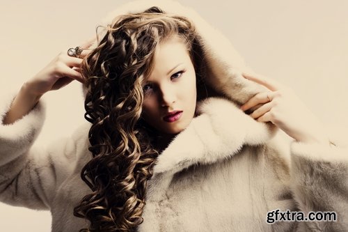 Collection of New Year Christmas beautiful girl fur coat woman in warm clothing winter 25 HQ Jpeg