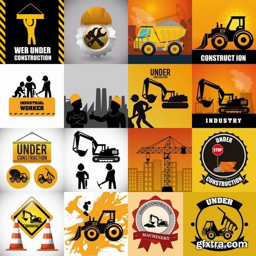 Collection of vector background picture background is the construction of a builder working construction tools 25 EPS