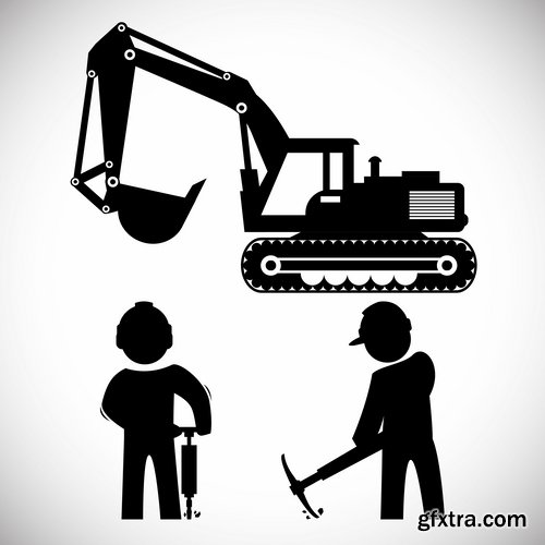 Collection of vector background picture background is the construction of a builder working construction tools 25 EPS