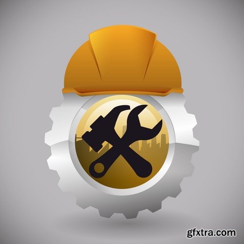 Collection of vector background picture background is the construction of a builder working construction tools 25 EPS