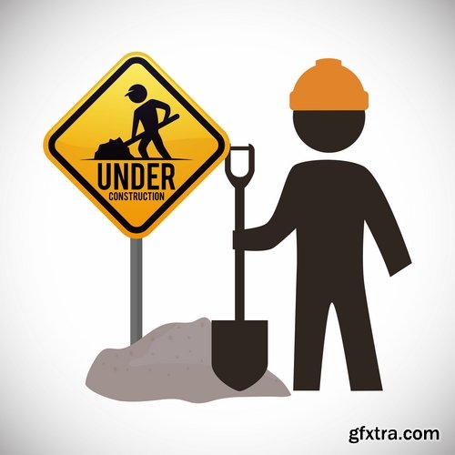 Collection of vector background picture background is the construction of a builder working construction tools 25 EPS