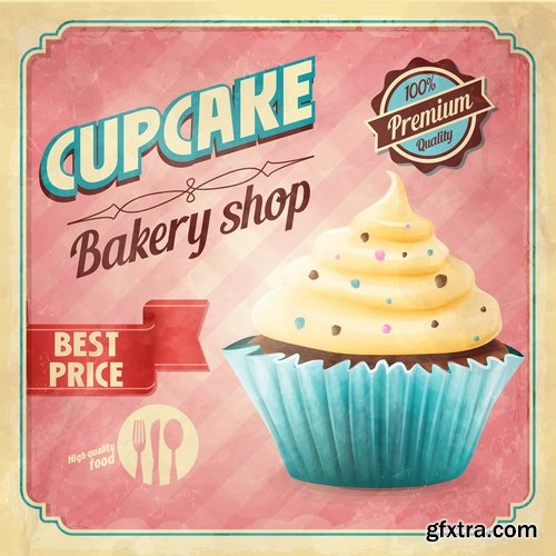 Collection of vector image cake pie flyer menu poster banner 25 EPS