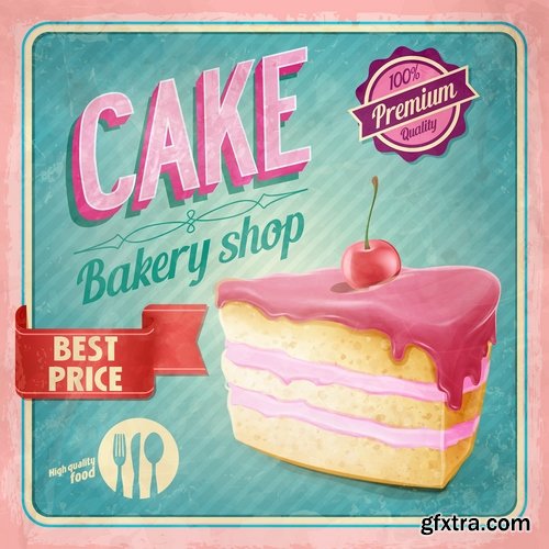 Collection of vector image cake pie flyer menu poster banner 25 EPS