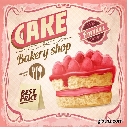 Collection of vector image cake pie flyer menu poster banner 25 EPS