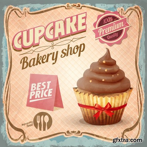 Collection of vector image cake pie flyer menu poster banner 25 EPS