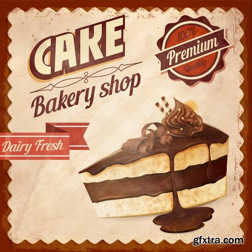 Collection of vector image cake pie flyer menu poster banner 25 EPS