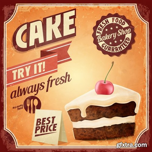 Collection of vector image cake pie flyer menu poster banner 25 EPS