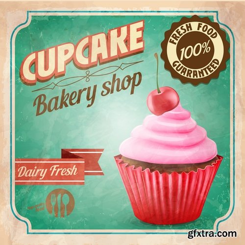 Collection of vector image cake pie flyer menu poster banner 25 EPS